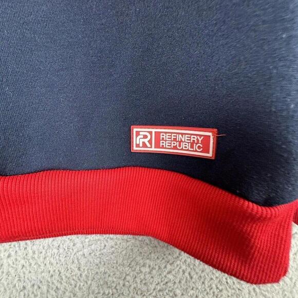 Refinery Republic Sweatshirt Mens Large Blue Long Sleeve 1/4 Zip Hoodie Pockets - Picture 10 of 11